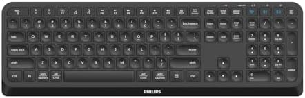 PHILIPS Ergonomic Wireless & Bluetooth Keyboard – Ultra-Quiet Standard Layout with 2.4 GHz USB Receiver, Multi-Device Compatibility, and Enhanced Comfort for Seamless PC, Laptop, and Tablet Use – Elevate Your Productivity Today!