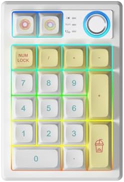Gasket Creamy Mechanical Numpad – Wireless RGB Backlit Programmable Macro Keypad with Hot Swappable Keys, USB-C and Bluetooth 5.0 Connectivity for Enhanced Productivity on Windows and Mac – Compact Rechargeable Numeric Keyboard with Durable Metal Knob for Streamlined Workflow