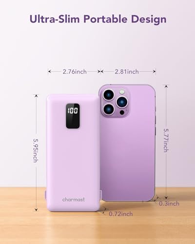 Ultimate Charmast 10,000 m Ah Portable Power Bank with Integrated Cables & Wall Plug – Fast Charging Essential for i Phone 16/15/14/13, Samsung, i Pad, and More – Unmatched Convenience for Travelers and On-the-Go Professionals