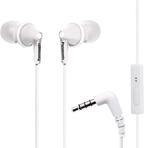 Panasonic Ergo Fit Wired Earbuds with Microphone – Superior Sound Quality with Ergonomic Comfort, Universal 3.5 mm Jack Earphones for Phones and Laptops in Stylish Metallic Purple – Custom-Fit Earpieces (S/M/L) for Optimal Audio Experience and Hands-Free Calls – RP-TCM125-VA