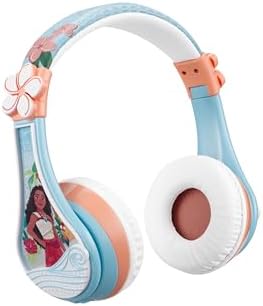 Moana-Inspired Kids Bluetooth Headphones – Over-Ear Comfort with Built-in Microphone and Auxiliary Cord – Ideal for School, Travel, and Home Audio – Superior Sound Quality and Enhanced Connectivity for Young Disney Fans