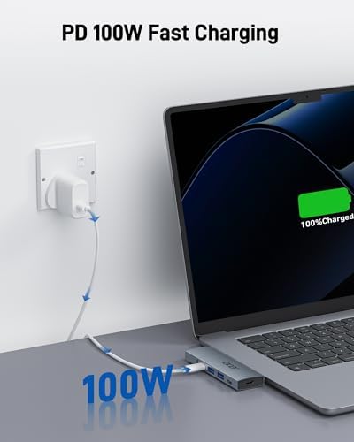 Acer USB C Hub for Mac Book Pro/Air M1 M2 M3 – Ultimate 6-in-2 Detachable Adapter with 4 K@60 Hz HDMI, Dual USB-A & USB-C 3.0 Ports, and 100 W PD Charging for Unmatched Multi-Device Connectivity and Enhanced Productivity Solutions