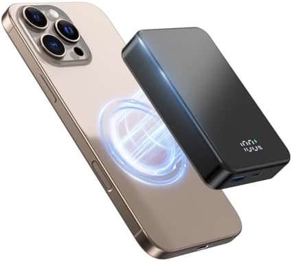 26800 m Ah Magnetic Power Bank – Premium Aluminum Alloy Portable Charger with 20 W USB-C Fast Charging for i Phone 12-16 Series, Sleek Silvery Gray, Effortless Wireless Charging for On-the-Go Power Solutions