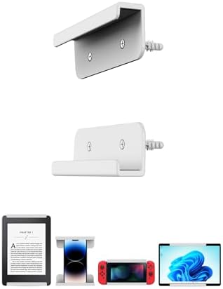 Universal Tablet Wall Mount for i Pad Mini, Pro & Air – Versatile Adhesive/Screw Holder for Samsung, Kindle & Smartphone – Sleek Black Design for Organized Spaces and Hands-Free Convenience – Ideal for Home & Office Use