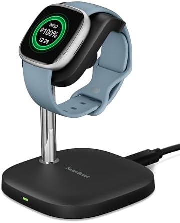 Transform Your Fitbit Charging Routine: Premium Vertical Dock for Versa 4, Versa 3, Sense 2, Sense & Ace LTE – Fast, Stylish, and Space-Saving Solution for Home and Office Efficiency