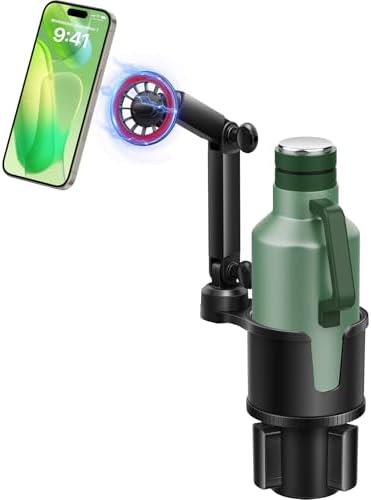 Mag Safe-Compatible Magnetic Cup Phone Holder for i Phone 15 Series – Stylish Red Adjustable Long Arm Car Mount with 360° Rotation for Ultimate Hands-Free Navigation and Safety Enhancement