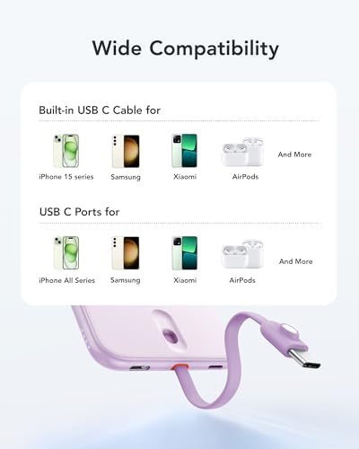 VEEKTOMX 5000 m Ah Ultra-Slim Portable Charger – Lightweight Power Bank with USB-C Cable, Stylish Pink Power Bank for i Phone 15/Plus/Pro/Pro Max & Android – Fast Charging, Ideal for On-the-Go Convenience and Daily Use