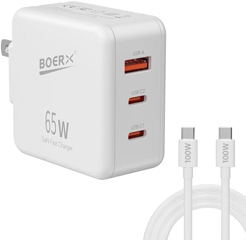 65 W Gallium Nitride USB C Charger – Ultimate Multi-Port Fast Charging Block for Efficient Power Management | Compact and Lightweight Design for Professionals and Travelers | Rapid Charging for Laptops, Smartphones, and Tablets with Advanced Safety Features