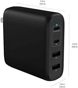 Amazon Basics 65 W Ga N USB-C Wall Charger – High-Speed Power Delivery Adapter for Laptops, Tablets & Smartphones, Compact & Foldable Design for Ultimate Portability, Efficient Charging Solution in Sleek Black Finish