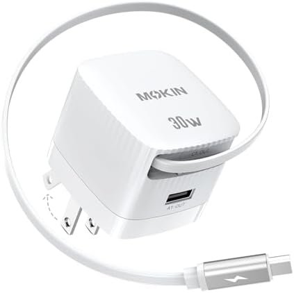 Revolutionary 30 W USB-C Charger Block with Dual Ports – Fast Charging Solution Featuring Retractable Cable & Foldable Plug for Ultimate Portability – Ideal Travel Companion for i Phone 16 Pro Max, Pixel 9 Pro, Galaxy, i Pad & Mac Book – Enhanced PD/PPS Compatibility for Rapid Power Delivery