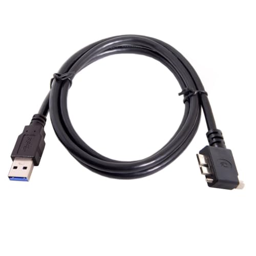 Chenyang 90-Degree Micro USB 3.0 Cable – Type A Male to Micro B Male, 3 M High-Speed Connector for Industrial Cameras & Devices, Enhanced Durability with Mount Panel Screws, Perfect for Tight Spaces and Optimal Cable Management