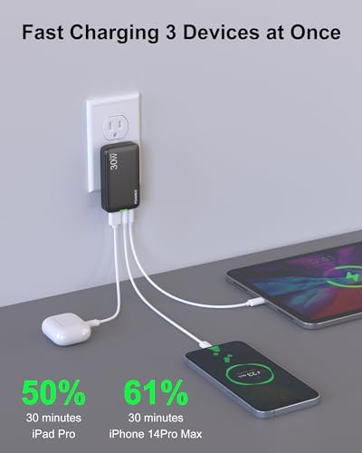 Sleek Light Blue 30 W Dual-Port USB Wall Charger – Ultra-Fast Charging for i Pad Pro, i Phone 12/14/15 & Galaxy S22 – Compact & Travel-Friendly Design with Advanced Safety Features for Effortless Connectivity