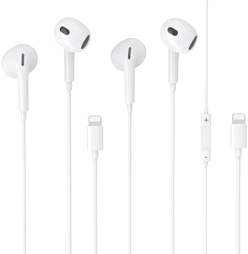 Elevate Your Audio Experience with Dual Pack Wired Earbuds for i Phone – Integrated Microphone and Adjustable Volume Control for Seamless Calls, Music, and Podcasts – Compatible with All i OS Devices Including i Phone 14/13/12/11/XR/XS/X/8/7/SE/Pro/Pro Max – Lightweight, Durable Design for Ultimate Sound Clarity and Portability – Ideal for Music Lovers and Busy Professionals