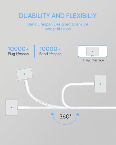 85 W T-Tip Magnetic Charger for Mac Book Pro & Air (2012-2017) – Enhanced Safety Features, Travel-Ready Design, and Efficient Charging Performance with Smart LED Indicators for Seamless Connectivity and Reliable Power Supply