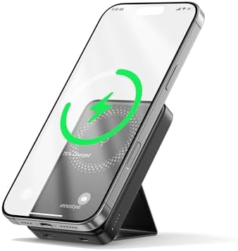 Ultra-Slim Magnetic Wireless Charger with 10,000 m Ah Power Bank and Foldable Stand – Fast Charging for Effortless Device Compatibility and Hands-Free Convenience