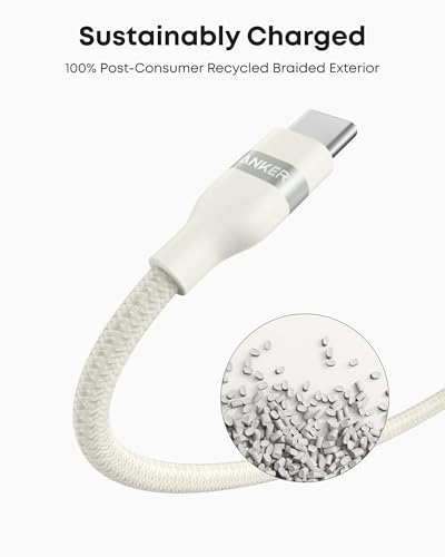 Eco-Friendly Anker Car Play Cable – 6 ft Upcycled Braided USB A to USB C Charger for i Phone 16, 15 Pro Max & Samsung Note20 – Fast Charging & Seamless Connectivity in Stylish Violet – Durable, Tangle-Free Design for Ultimate Driving Experience