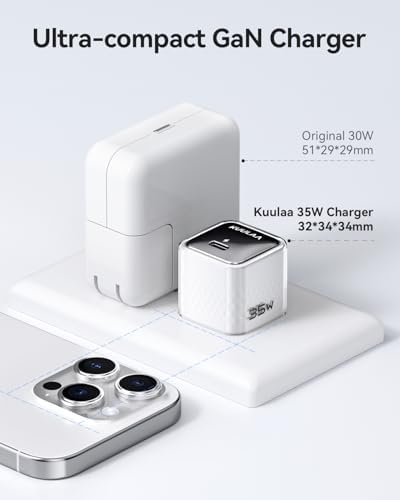 Kuulaa 35 W Ga N USB C Charger Block – Ultra-Compact Fast Charging Adapter for i Phone 16/15/14/13 & Galaxy S25/S24/S23 – Advanced PPS Technology for Customized Power Delivery – Perfect for Travel and Daily Use with Enhanced Safety Features