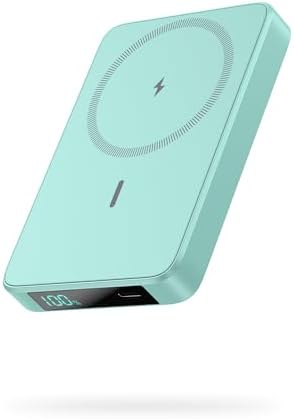 Ultra-Slim Magnetic Portable Charger 10800 m Ah Power Bank with LCD Display – Fast 20 W PD USB-C Input/Output, Wireless Charging for Mag Safe-Compatible i Phones Including 16/15/14/13 Series – Lightweight Travel Essential for On-the-Go Power
