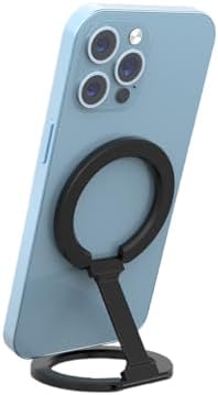 Magnetic 360° Rotating Phone Ring Holder for Mag Safe – Adjustable Kickstand for i Phone 12-16 Series – Secure Grip with Enhanced Usability and Sleek Black Design – Ideal for Selfies, Navigation, and Hands-Free Viewing in Any Environment