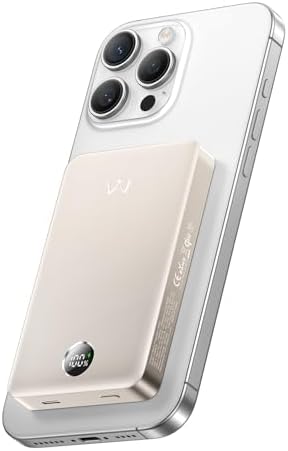 i WALK Magnetic Power Bank – Qi2 Certified 15 W Fast Charger with 30 W PD Technology, 10,000 m Ah Battery for i Phone 16/15/14/13/12, Ergonomic Gray Design with LED Display – Superior Portability and Enhanced Charging Efficiency