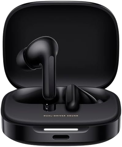 Xiaomi Redmi Buds 6 TWS Earphones – Unleash Pure Audio Bliss with 49 d B Active Noise Cancellation, Immersive 360° Surround Sound, 42 Hours of Playtime, Rapid Type-C Charging, and Bluetooth 5.4 Connectivity in Elegant Black Design for Unmatched Listening Freedom