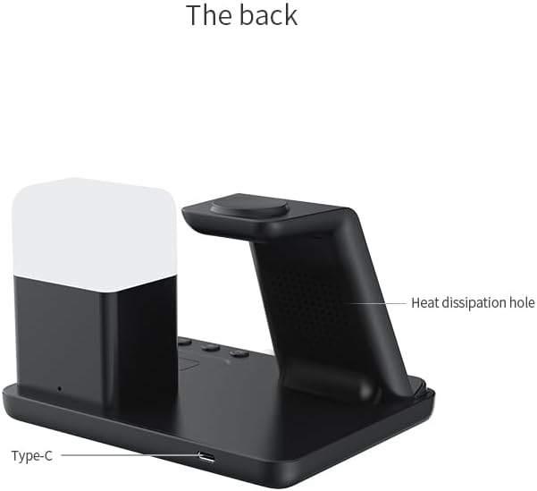 Tron 6-in-1 Wireless Charger: Fast Charging Solution for i Phone, Apple Watch & Air Pods with Integrated Lamp & Clock – Advanced Qi Compatibility, Sleek Design, and Safety Features for Ultimate Convenience