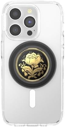 Magnetic Pop Grip for Mag Safe – Elegant Enamel Rose Noir | Multifunctional Phone Stand with Secure Grip & Customizable Swappable Top | Effortless Hands-Free Viewing Kickstand | Wireless Charging Compatible Accessory for Enhanced Smartphone Usability