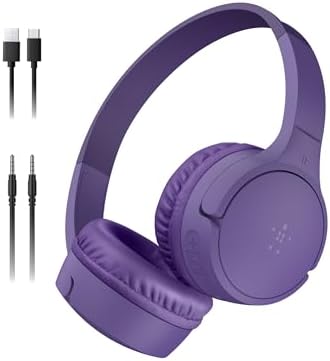 Belkin Sound Form Mini Kids Wireless Bluetooth Headphones – Safe 85 d B Volume Control, 30-Hour Playtime, Built-In Microphone – Lightweight On-Ear Style for i Phone, i Pad, Fire Tablet & More – Ideal for Learning, Entertainment & Safe Listening