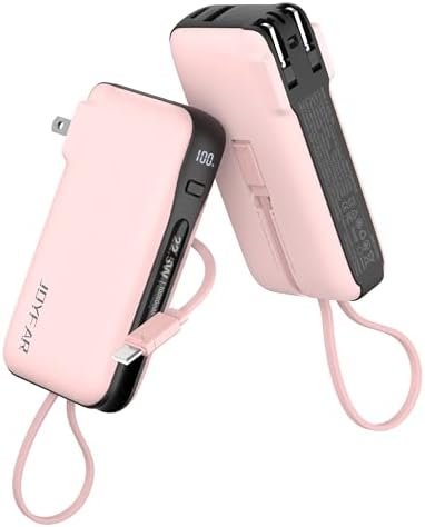 Ultimate 10,000 m Ah Portable Charger with Built-in USB-C Cable & Plug – Fast 22.5 W Power Bank for Seamless Charging of i Phone 16/15, Samsung Galaxy & i Pad – Compact Travel Essential with Triple Output Ports for Maximum Device Compatibility
