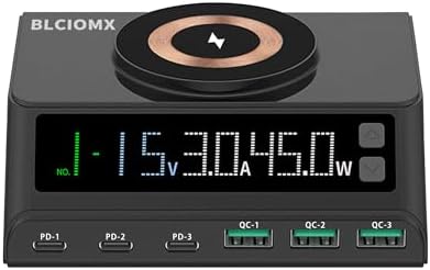 Power Up Your Devices with the 110 W USB C Multi-Device Charging Station – 6-Port Ga N Charger with Magnetic Wireless Dock for i Phone, i Pad, Samsung, Laptops & More – Sleek Black Design for Ultimate Space Efficiency and Versatile Compatibility