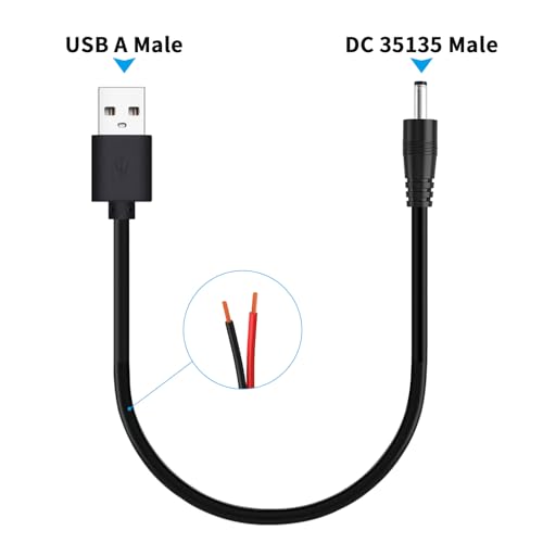 JLY (3 Set 3.94Ft) USB C Male to 3.5mm x 1.35mm DC Power Cable, High-Efficiency Adapter Cord for Laptop Router Fan LED Lighting – Portable, Durable, and Perfect for On-The-Go Charging Solution – Enhanced Compatibility and Speed