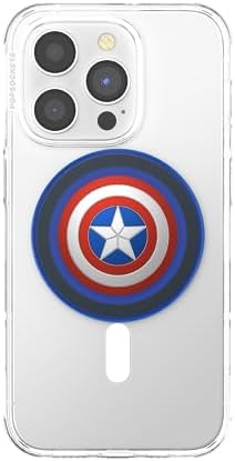 Marvel Captain America Mag Safe Pop Socket Grip – Secure Enamel Phone Holder with Kickstand, Wireless Charging Ready, Lightweight Design for Ultimate Usability and Marvel Fandom Style
