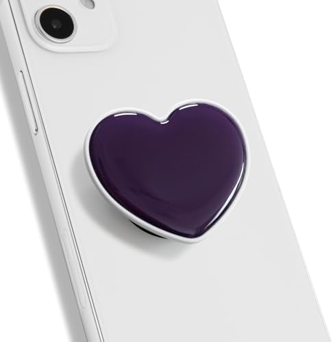 Stylish Macaron Purple Heart-Shaped Collapsible Phone Grip Stand – Secure Smartphone Accessory for Effortless Handling and Hands-Free Viewing Experience