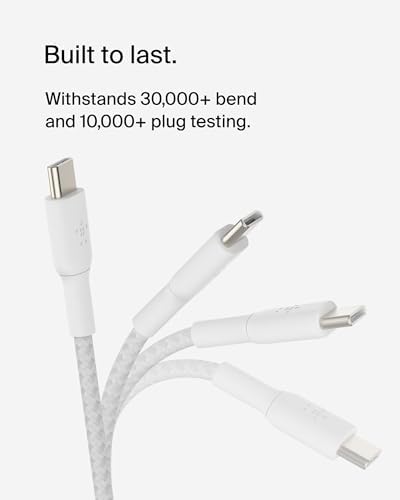 Belkin Boost Charge Braided USB-C to USB-C Cable – 1 m (3.3 ft) Durable Fast Charging Cable for i Phone, Galaxy, Nintendo Switch 2, i Pad Pro, and Pixel – Tangle-Free Design with 480 Mbps Data Transfer – Ultimate Universal Compatibility for All Your Devices