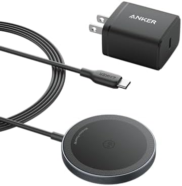 Elevate Your Charging Experience with the Anker Mag Safe Wireless Charger Pad for i Phone 16 Series – Qi2 Certified 15 W Fast Charge, USB-C Adapter Included, Compatible with i Phone 16/16 Plus/16 Pro/16 Pro Max/15/14/13/12 – Sleek, Magnetic Design Ensures Optimal Alignment and Performance