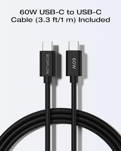 EF ECOFLOW 20 W Ga N USB-C Fast Charger – Ultra-Compact Power Block for i Phone 15/14/13, Galaxy, i Pad – Rapid Charging with Safety Features & Durable Cable – Perfect for On-the-Go Use and Everyday Efficiency