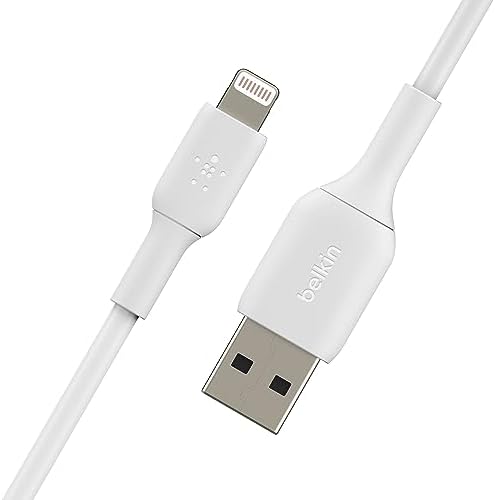 Belkin Boost Charge 9.8 ft Lightning Cable – MFi Certified Apple i Phone Charger for Fast, Convenient Charging – Durable & Tangle-Free USB to Lightning Cord in Sleek White Design – Perfect Length for Uninterrupted Use – Elevate Your Apple Device Experience