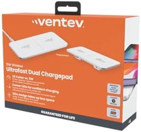 Ventev 15 W Qi Fast Wireless Charging Pad – Dual Device Charger for i Phone 16/16 Pro Max, 15/15 Pro Max, Samsung Galaxy & Note 20 – Sleek White Design for Efficient Power Boosts with Enhanced Safety Features – Ideal for Home & Office Use
