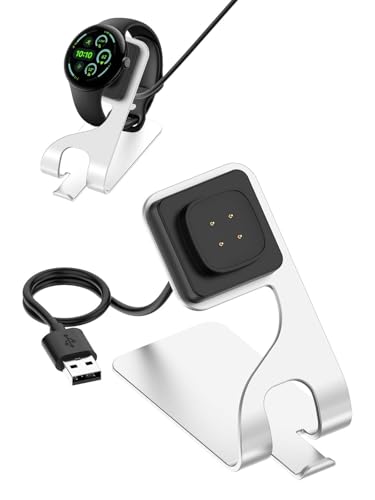 Sleek Silver Magnetic Charging Dock for Google Pixel Watch 3 & 2 | Rapid Anti-Slip Power Station with Premium USB Cable | Ultimate Smartwatch Charging Solution for Home & Office Efficiency