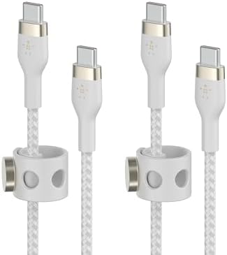 Maximize Your Charging Potential with the Belkin Boost Charge Pro Flex 6.6 ft USB-C to USB-C Braided Charger Cable – Dual Pack for Effortless Connectivity and Long-Lasting Durability – Fast Charge Compatibility with i Phone 16, Mac Book, Galaxy S25, and Nintendo Switch 2 – Tangle-Free Design, USB-IF Certified for Dependable Performance
