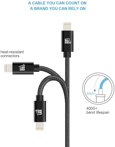 LAX MFi Certified Lightning Cable for i Phone & i Pad – 6 ft Durable Braided USB Cord with Fast Charging Capability for Enhanced Performance and Compatibility Across All Devices