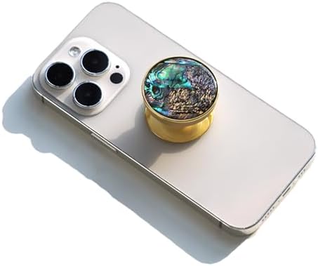 Chic Natural Abalone Shell Foldable Phone Grip – Magnetic Handle for Secure Smartphone & Tablet Handling, Stylish Accessory for Enhanced Portability and Aesthetic Appeal