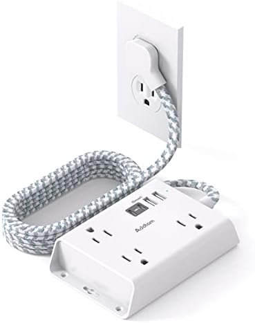 Travel-Ready Addtam Flat Plug Power Strip: Compact Desktop Charging Station with 3 AC Outlets & 4 USB Ports (2 USB-C) – Ultimate Cruise Ship Accessory for Effortless Device Charging on the Go!