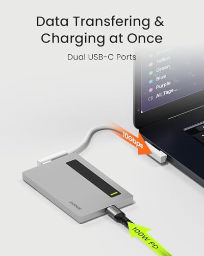 Ultra-Slim Disk Plus M.2 NVMe SSD Enclosure – 10 Gbps USB-C 3.2 Gen2 for Fast Data Transfers – Lightweight Aluminum Design with Built-in Cable Support for 2230/2242/2280 Drives – Ideal for Mac Book Pro & Steam Deck Users – Upgrade Your Storage Experience