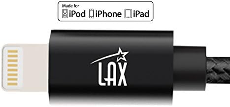LAX MFi Certified Lightning Cable for i Phone & i Pad – 6 ft Durable Braided USB Cord with Fast Charging Capability for Enhanced Performance and Compatibility Across All Devices