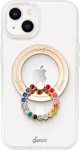 Elevate Your i Phone Experience with the Sonix Magnetic Phone Grip – Stylish Rhinestone Ring Holder for i Phone 12, 13, 14, 15 Series – Effortless 360° Rotation and Secure Mag Safe Compatibility – Sleek Silver/Clear Design for Ultimate Functionality and Fashion