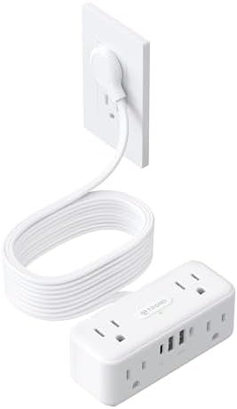 Elevate Your Charging Experience with the TROND 20 W USB C Surge Protector Power Strip – 5 ft Flat Plug Extension Cord Featuring 6 Outlets, 4 Rapid USB Ports, 900 Joules Protection, 3-Sided Design, Mountable for Optimal Space Utilization – Ideal for Home, Office, and Travel Efficiency
