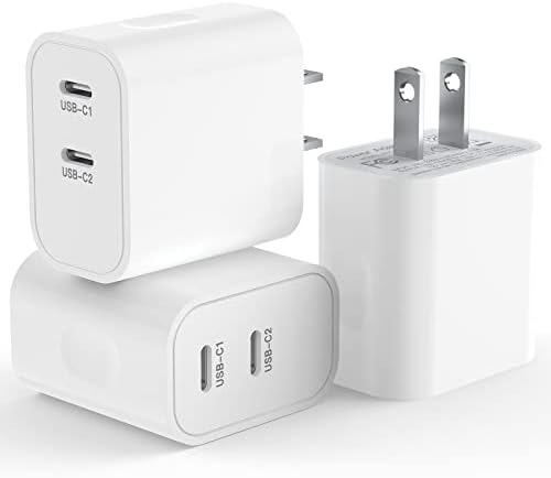 Dual-Port 20 W USB-C Wall Charger – 3 Pack Fast Charging Adapter for i Phone 15, Samsung Galaxy, i Pad Pro & More – Perfect for Home & Travel with Enhanced Durability and Universal Compatibility