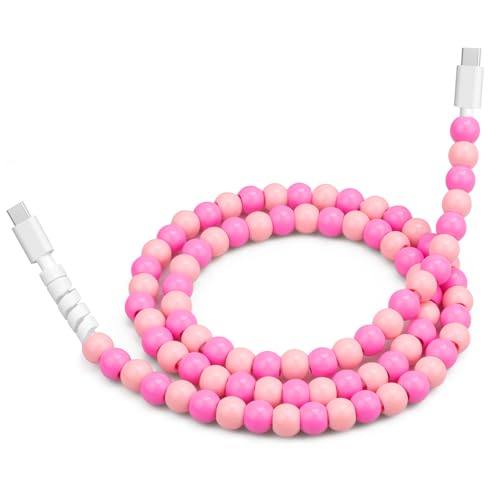 Coolden USB C Cable 66W USB C to USB C Cable [2M/6.6FT] Type C Charger Fast Charging Stylish & Durable Beaded USB C Charger Cord Compatible with iPhone 16/16 Plus/16 Pro/16 Pro Max Pink – Enhanced Compatibility and Speed