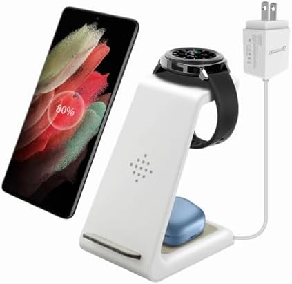 Revolutionary 3-in-1 Qi-Certified Fast Wireless Charging Station for Samsung Devices – Ultimate Portable Charger for Galaxy S20, Note 10, S9, S8 & Galaxy Watch – Sleek, Compact Design for Effortless Multi-Device Charging and Superior Compatibility